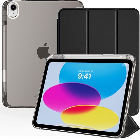 حافظة TiMOVO لجهاز iPad A16 الجيل الحادي عشر 2025 11 بوصة/iPad الجيل العاشر 2022 10.9 بوصة مع حامل أقلام، غطاء حامل نحيف مع ظهر شفاف، يدعم معرف اللمس، تنبيه/غفو تلقائي، أزرق هابي in Kuwait