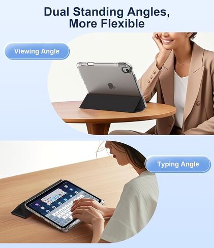 حافظة TiMOVO لجهاز iPad A16 الجيل الحادي عشر 2025 11 بوصة/iPad الجيل العاشر 2022 10.9 بوصة مع حامل أقلام، غطاء حامل نحيف مع ظهر شفاف، يدعم معرف اللمس، تنبيه/غفو تلقائي، أزرق هابي in Kuwait