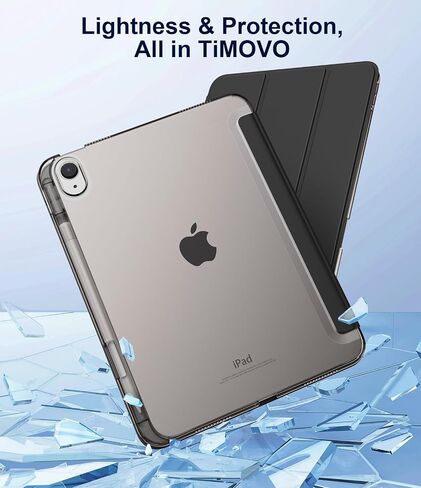 حافظة TiMOVO لجهاز iPad A16 الجيل الحادي عشر 2025 11 بوصة/iPad الجيل العاشر 2022 10.9 بوصة مع حامل أقلام، غطاء حامل نحيف مع ظهر شفاف، يدعم معرف اللمس، تنبيه/غفو تلقائي، أزرق هابي in Kuwait