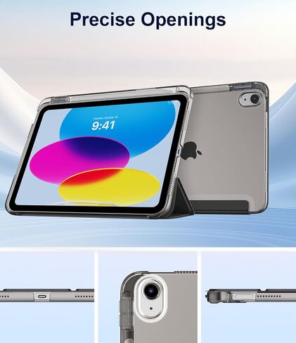 حافظة TiMOVO لجهاز iPad A16 الجيل الحادي عشر 2025 11 بوصة/iPad الجيل العاشر 2022 10.9 بوصة مع حامل أقلام، غطاء حامل نحيف مع ظهر شفاف، يدعم معرف اللمس، تنبيه/غفو تلقائي، أزرق هابي in Kuwait
