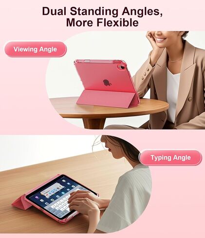 حافظة TiMOVO لجهاز iPad A16 الجيل الحادي عشر 2025 11 بوصة/iPad الجيل العاشر 2022 10.9 بوصة مع حامل أقلام، غطاء حامل نحيف مع ظهر شفاف، يدعم معرف اللمس، تنبيه/غفو تلقائي، أزرق هابي in Kuwait