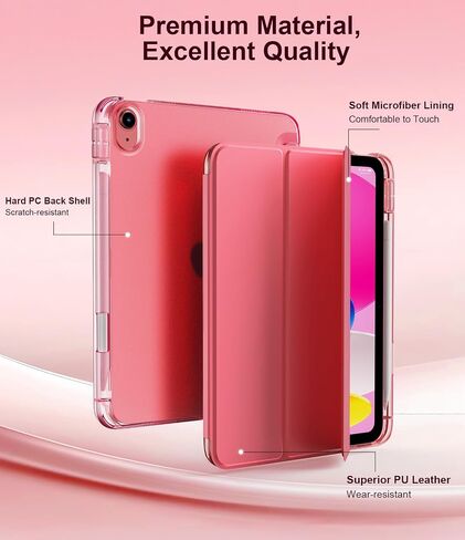 حافظة TiMOVO لجهاز iPad A16 الجيل الحادي عشر 2025 11 بوصة/iPad الجيل العاشر 2022 10.9 بوصة مع حامل أقلام، غطاء حامل نحيف مع ظهر شفاف، يدعم معرف اللمس، تنبيه/غفو تلقائي، أزرق هابي in Kuwait