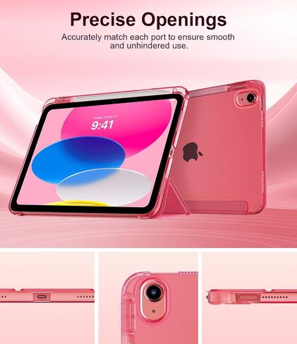 حافظة TiMOVO لجهاز iPad A16 الجيل الحادي عشر 2025 11 بوصة/iPad الجيل العاشر 2022 10.9 بوصة مع حامل أقلام، غطاء حامل نحيف مع ظهر شفاف، يدعم معرف اللمس، تنبيه/غفو تلقائي، أزرق هابي in Kuwait