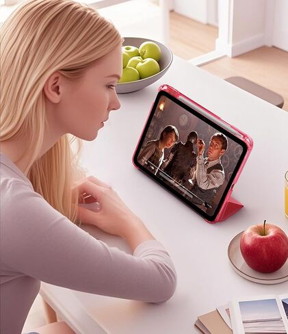 حافظة TiMOVO لجهاز iPad A16 الجيل الحادي عشر 2025 11 بوصة/iPad الجيل العاشر 2022 10.9 بوصة مع حامل أقلام، غطاء حامل نحيف مع ظهر شفاف، يدعم معرف اللمس، تنبيه/غفو تلقائي، أزرق هابي in Kuwait