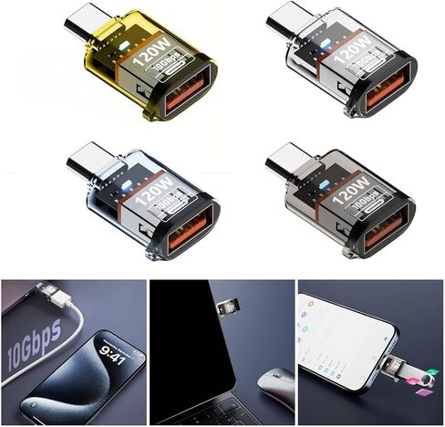 محول صغير مع مؤشرات ضوء USB C ذكر إلى USB 3.2 أنثى 120 واط محول شحن نقل سريع للبيانات in Saudi Arabia