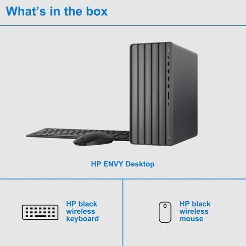 HP Envy Desktop, 14th Gen Intel Core i7 Processor (up to 5.4 GHz), 32GB RAM, 512GB SSD + 1TB HDD, Wireless Keyboard & Mouse, Wi-Fi 6, Bluetooth, Win11 Pro, Home Office & Business Computer w/ICP Hub in Saudi Arabia