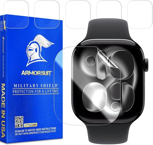 ArmorSuit 6 Pack Screen Protector for Apple Watch Series 11 46mm, Series 10 (46mm) MilitaryShield HD Clear Film - Made in USA in Saudi Arabia