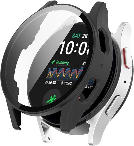 HANKN 2 Pack Hard Case for Samsung Galaxy Watch 8 40mm Tempered Glass Screen Protector, Plated PC Shell Overall Protective Ultra-thin Shockproof Bumper Cover (Gold x 2, Galaxy Watch 8 40mm) in Saudi Arabia