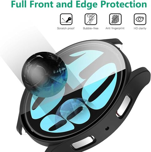 HANKN 2 Pack Hard Case for Samsung Galaxy Watch 8 40mm Tempered Glass Screen Protector, Plated PC Shell Overall Protective Ultra-thin Shockproof Bumper Cover (Gold x 2, Galaxy Watch 8 40mm) in Saudi Arabia
