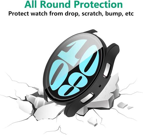 HANKN 2 Pack Hard Case for Samsung Galaxy Watch 8 40mm Tempered Glass Screen Protector, Plated PC Shell Overall Protective Ultra-thin Shockproof Bumper Cover (Gold x 2, Galaxy Watch 8 40mm) in Saudi Arabia