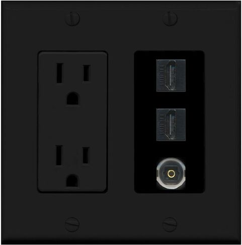 RiteAV - 15 Amp Power Outlet 2 Port HDMI 1 Port Toslink Decorative Wall Plate - Gray in Saudi Arabia