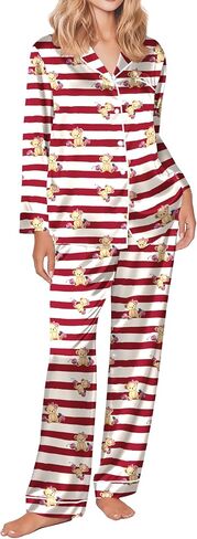 ekouaer الحرير الساتان pajama مجموعة لزر المرأة حتى الأكمام طويلة pjs sleepwear soft 2 قطعة مجموعات s-xxl in Saudi Arabia