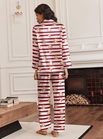 ekouaer الحرير الساتان pajama مجموعة لزر المرأة حتى الأكمام طويلة pjs sleepwear soft 2 قطعة مجموعات s-xxl in Saudi Arabia