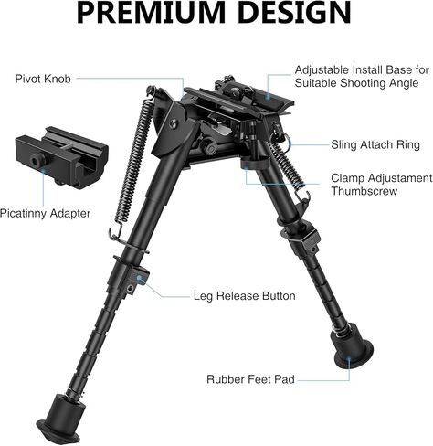 CVLIFE Rifle Bipod مع إمالة محورية، ومسمار دوار، ورافعة قفل S قابلة للفصل من أجل الثبات والتصويب على الهدف in Kuwait