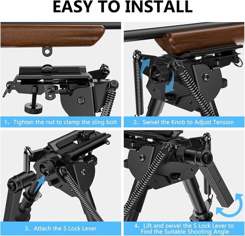 CVLIFE Rifle Bipod مع إمالة محورية، ومسمار دوار، ورافعة قفل S قابلة للفصل من أجل الثبات والتصويب على الهدف in Kuwait