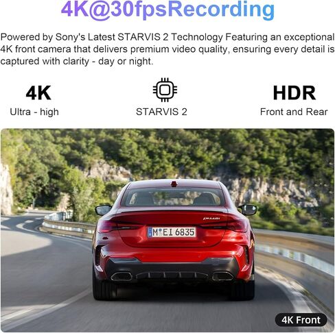 4K Front & 2K Rear 2 Channel HDR Dash Cam, Dual STARVIS 2 IMX678 IMX675, for Cadillac Escalade/Escalade ESV 2015-2020(Model B), 5GHz WiFi, GPS, 128GB Card in Kuwait