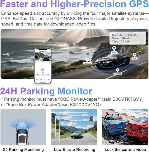 4K Front & 2K Rear 2 Channel HDR Dash Cam, Dual STARVIS 2 IMX678 IMX675, for Cadillac Escalade/Escalade ESV 2015-2020(Model B), 5GHz WiFi, GPS, 128GB Card in Kuwait