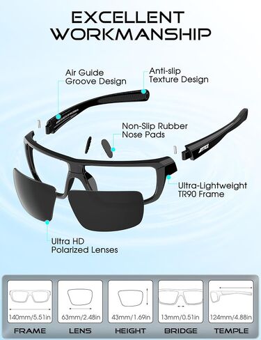 ATTCL Polarized Wrap Sunglasses For Men - Fishing Sports Glasses UV Protection in Saudi Arabia
