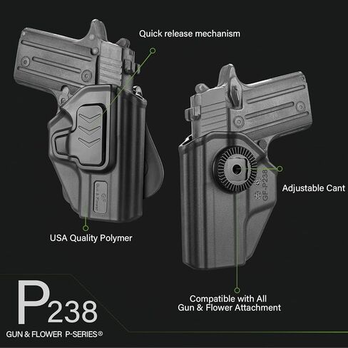 OWB Paddle Holster Compatible with Sig Sauer P226, P238, P365, P365 SAS, Smith & Wesson Bodyguard 380/380 with Red Laser, Outside Waistband Carry, Index Finger Release/Adjustable Cant, Right Hand in Kuwait