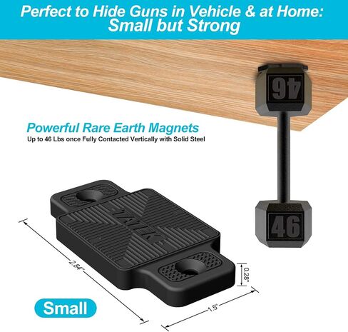 Gun Magnet Mount for Vehicle 46 Lbs Rated. Premium Rubber Coated Magnetic Pistol Holster for Car, Truck, Home, Under Table, Bed & Nightstand. Tac Handgun Concealment Accessories in Saudi Arabia