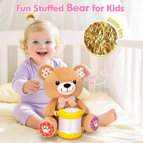 Baby Musical Stuffed Animals Toys 6-12 Months, Infant Early Learning Toy with Lights Music Drum, Tummy Time Toys for 0 3 6 9 12 18+ Months, Toddler Christmas 1st Birthday Gifts for Boys Girls (Dog) in Saudi Arabia