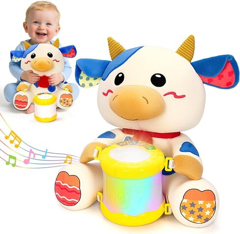 Baby Musical Stuffed Animals Toys 6-12 Months, Infant Early Learning Toy with Lights Music Drum, Tummy Time Toys for 0 3 6 9 12 18+ Months, Toddler Christmas 1st Birthday Gifts for Boys Girls (Dog) in Saudi Arabia