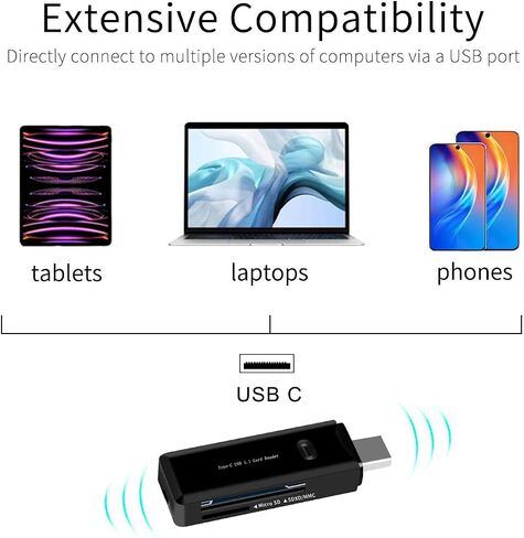 قارئ بطاقة Micro SD، محول بطاقة SD من النوع C إلى Micro SD، قارئ بطاقة SD محمول USB C لـ TF Micro SDHC SDXC، متوافق مع MacBook Pro، iPad Pro، Galaxy S21 إلخ. in Kuwait