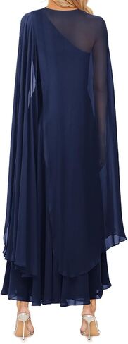 Aisbei Women's Elegant One Counter a line flowy maxi dress obrods party party sconsal wedding guest dresses with cape in Kuwait
