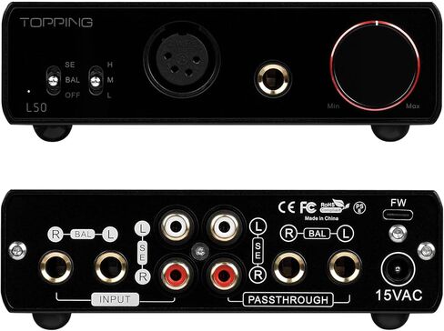 وحدات مكبر الصوت Toping L50 NFCA 0.3uV، مضخم صوت منخفض للغاية للضوضاء وفعال من حيث التكلفة (أسود) in Kuwait