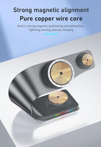 Wireless Charger, 3 in 1 Fast Charging Station for iPhone 15/14/13/12, Apple Watch, AirPods, 15W Magnetic Foldable Charging Dock, Portable Qi Wireless Charger Stand for Home, Office, Travel in Saudi Arabia