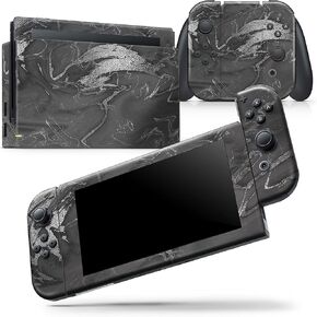 Design Skinz - Compatible with Nintendo Switch Lite - Skin Decal Protective Scratch-Resistant Removable Vinyl Wrap Cover - Black & Silver Marble Swirl V7 in Kuwait