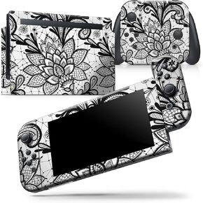 Design Skinz - متوافق مع Nintendo 3DS XL - غطاء حماية من الفينيل قابل للإزالة ومقاوم للخدش - زهور هندسية باللونين الأسود والأبيض in Kuwait