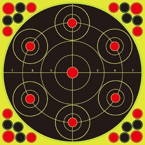 أهداف رش مقاس 12 × 12 بوصة للرماية - ملصقات أهداف إطلاق النار بردود فعل الفلورسنت التفاعلية مع دعامة لاصقة ورقع إصلاح - مثالية للتدريب والممارسة in Kuwait