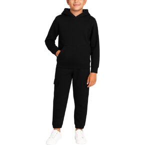 Quad Seven Boys' Fleece Jogger Set - 2 Piece Basic Solid Pullover Hoodie and Cargo Pocket Sweatpants (Size: 8-18) in Saudi Arabia