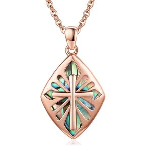 YEESIA Cross Necklace 925 Sterling Silver Necklaces Cross Abalone Shell Pendant Jewelry Religious Gift for Women Men Christmas Birthday Halloween Jewelry Gifts in Kuwait