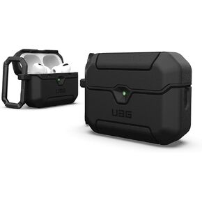 URBAN ARMOR GEAR UAG مصمم لحافظة AirPods Pro الجيل الثالث، غطاء واقٍ متين من الدرجة العسكرية مقاوم للسقوط مع مشبك حلقة تسلق قابل للفصل وإغلاق آمن للشفاه، أسود كشاف in Kuwait
