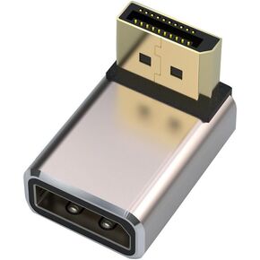 محول DisplayPort 1.4 8K، محول DP 90 درجة، دعم تمديد DisplayPort ذكر إلى أنثى 8K@60 هرتز للكمبيوتر والشاشات وأجهزة العرض (حزمة واحدة) (زاوية سفلية) in Kuwait