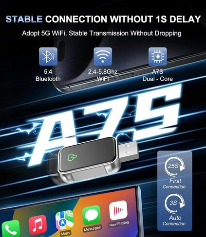 Wireless CarPlay Adapter for Apple iPhone & Android Auto, 2-in-1 Fast & Stable Mini CarPlay Adapter Convert Wired to Wireless,Plug & Play, Auto-Connect, No Delay, BT 5.4, 2.4G/5G WiFi in Saudi Arabia