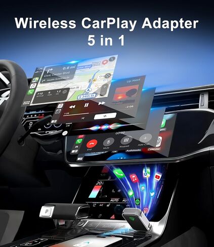 Wireless CarPlay Adapter for Apple iPhone & Android Auto, 2-in-1 Fast & Stable Mini CarPlay Adapter Convert Wired to Wireless,Plug & Play, Auto-Connect, No Delay, BT 5.4, 2.4G/5G WiFi in Saudi Arabia