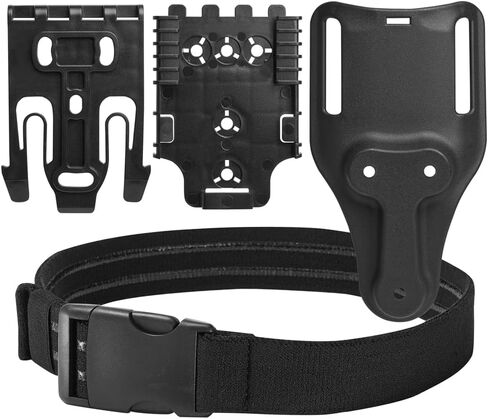 Quick Locking System Kit Included QLS Fork and Plate with Mid-Ride UBL Universal Belt Loop and Quick-Release Elastic Leg Strap for Duty Belt Holster in Saudi Arabia