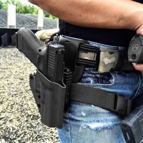 Quick Locking System Kit Included QLS Fork and Plate with Mid-Ride UBL Universal Belt Loop and Quick-Release Elastic Leg Strap for Duty Belt Holster in Saudi Arabia