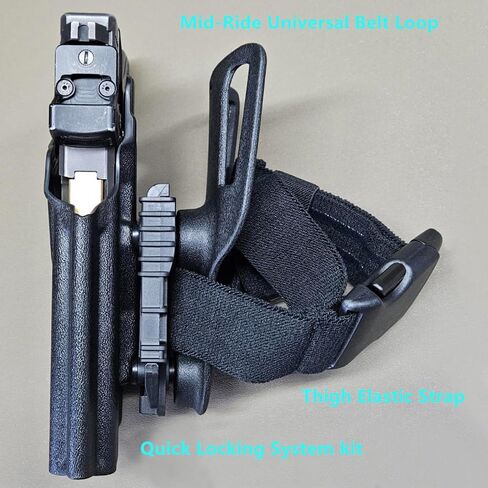 Quick Locking System Kit Included QLS Fork and Plate with Mid-Ride UBL Universal Belt Loop and Quick-Release Elastic Leg Strap for Duty Belt Holster in Saudi Arabia