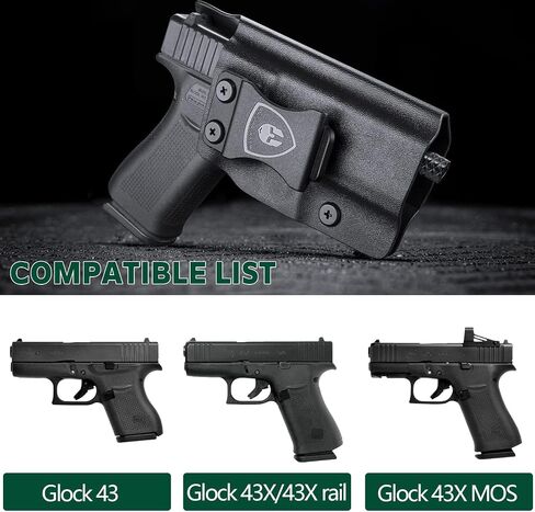 WARRIORLAND IWB Kydex Holster Compatible with Glock 43X / G43 / G43X MOS Pistol, Inside Waistband Concealed Carry, Adj. Posi-Click Retention & Cant, Right Hand/Left Hand Option in Saudi Arabia