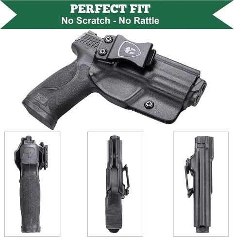 حافظة M&P 9mm/.40، IWB Kydex Holster Fit: S&W M&P 9/.40 مضغوط/حجم كامل، M&P 9/.40 M2.0 مسدس كامل الحجم، درع غير مناسب، حافظة حمل مخفية داخل حزام الخصر، Adj. غير قادر & بوسي انقر فوق الاحتفاظ in Saudi Arabia