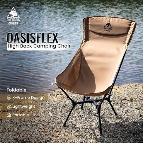 ONETIGRIS OasisFlex Camping Chair,High Back Folding Chair with Carry Bag,Great for Camping,Beach,Picnic,Park,Lawn,Sports and Outdoor Events in Saudi Arabia
