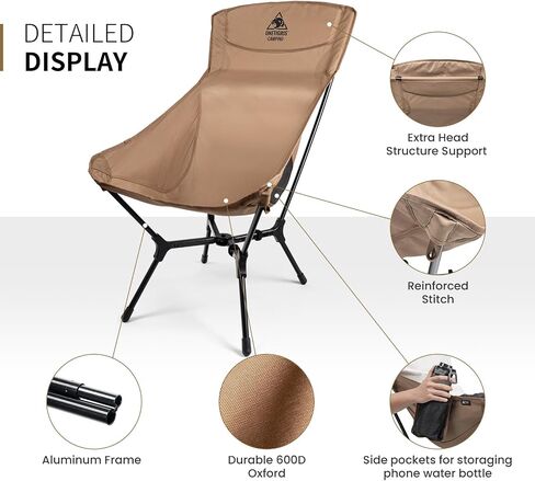 ONETIGRIS OasisFlex Camping Chair,High Back Folding Chair with Carry Bag,Great for Camping,Beach,Picnic,Park,Lawn,Sports and Outdoor Events in Saudi Arabia