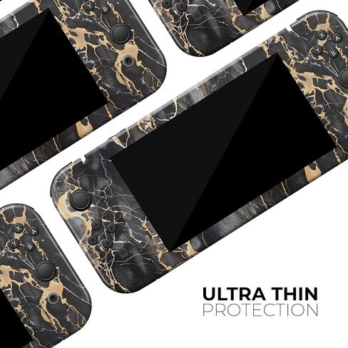 Design Skinz - Compatible with Nintendo Switch Pro Controller - Skin Decal Protective Scratch-Resistant Removable Vinyl Wrap Cover - Black and Gold Marble Surface in Kuwait