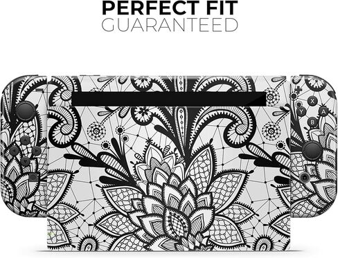 Design Skinz - Compatible with Nintendo 3DS XL - Skin Decal Protective Scratch-Resistant Removable Vinyl Wrap Cover - Black and White Geometric Floral in Kuwait