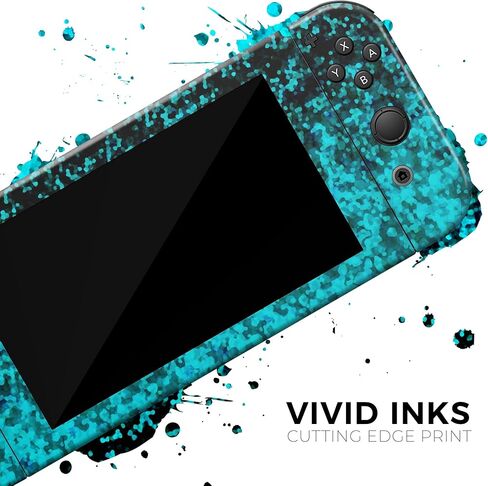 Design Skinz - Compatible with Nintendo Switch Dock Only - Skin Decal Protective Scratch-Resistant Removable Vinyl Wrap Cover - Black and Turquoise Unfocused Sparkle Print in Kuwait