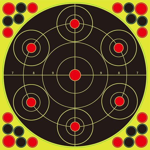أهداف رش مقاس 12 × 12 بوصة للرماية - ملصقات أهداف إطلاق النار بردود فعل الفلورسنت التفاعلية مع دعامة لاصقة ورقع إصلاح - مثالية للتدريب والممارسة in Kuwait